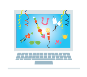 A small banner promotes an online summer camp at home experience offered by Roundup River Ranch Colorado summer camp